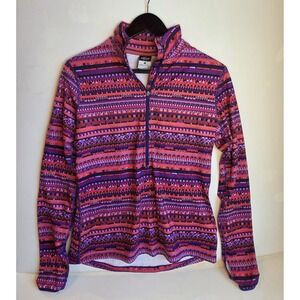 Nike Pro‎ Pullover Womens Large Purple Orange Long Sleeve 1/2 Zip Dri-FIT